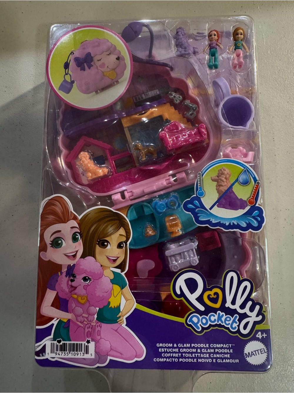 Mattel Polly Pocket Purple and Pink Poodle Grooming Compact